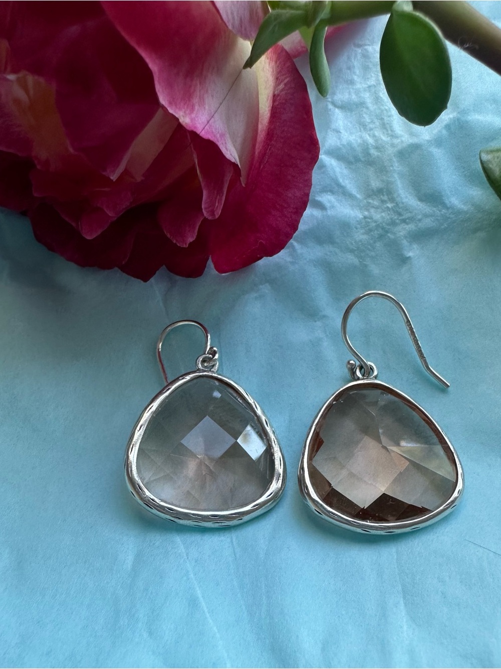 Silpada sterling silver 925 ABLAZE peach color earrings